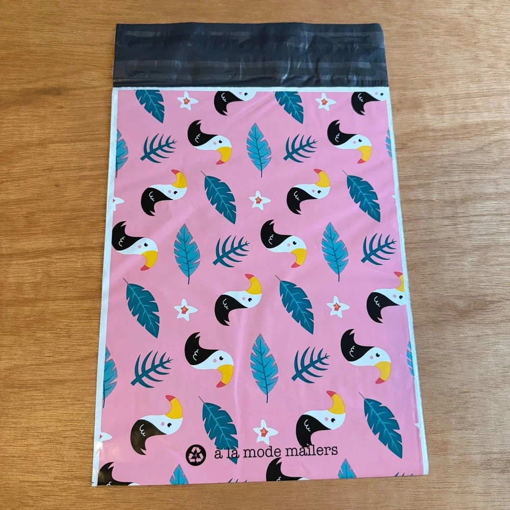 10x13 Toucan Tropical Pink‎ polymailers shipping office 15 NEW business bags